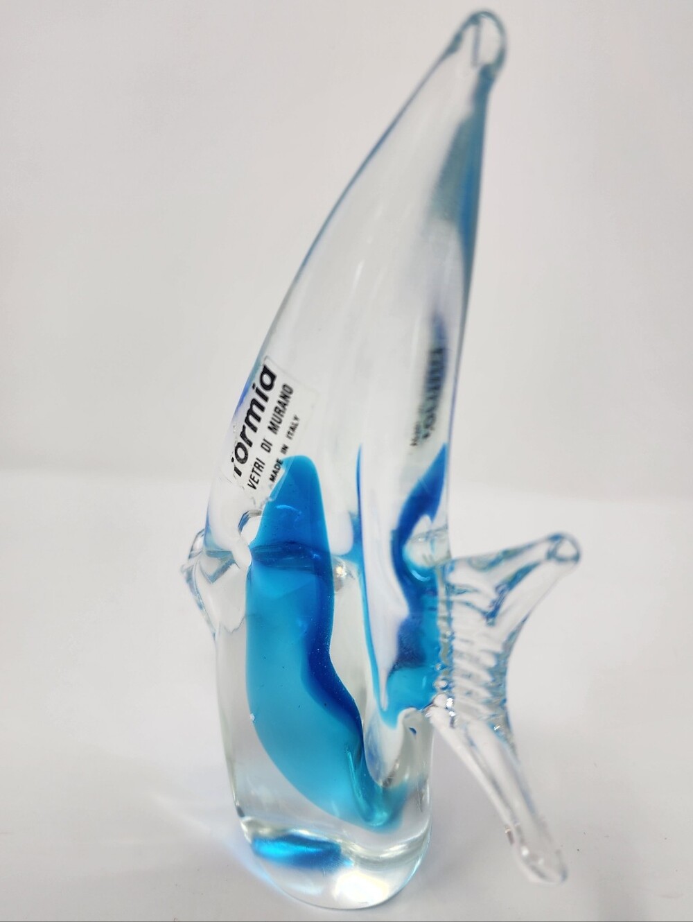 Formia Vetri Di Murano Blue and Clear Glass Fish Art Sculpture - Picture 5 of 8